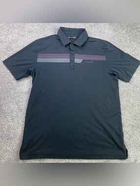 Travis Mathew Polo Men’s Medium Gray Short Sleeve Stripes Golf